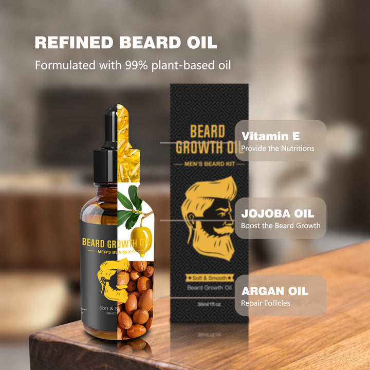 Complete Beard Care Set with Oil, Balm, Brush & Comb in Box