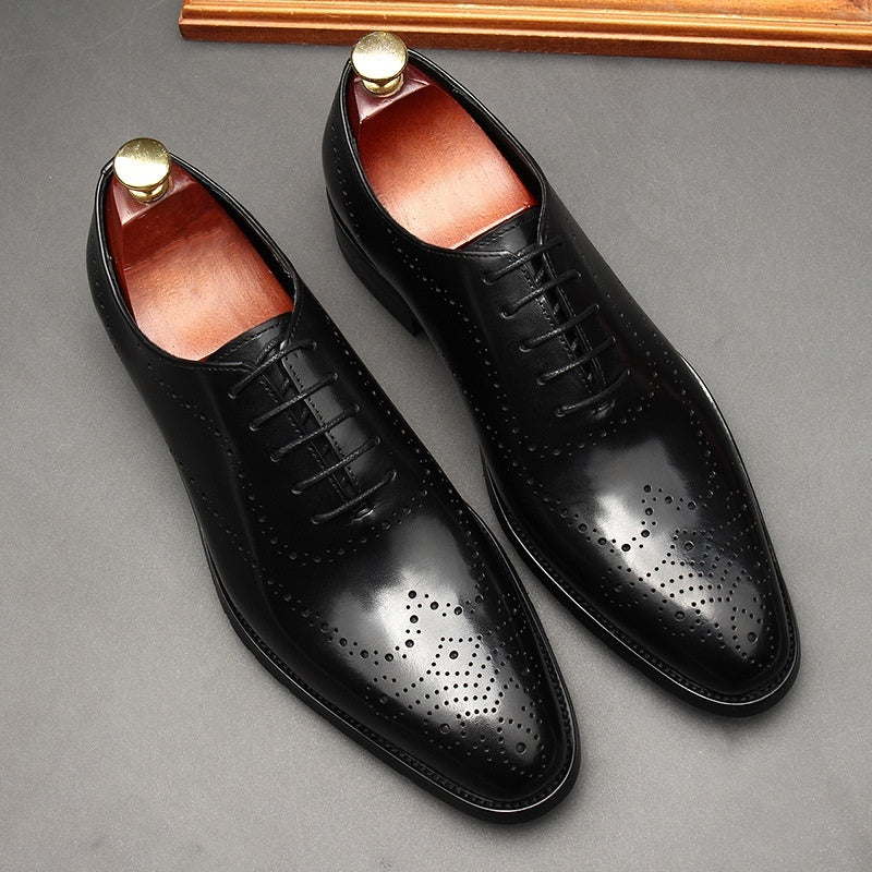 Men's Formal Leather Business Shoes Pointed Toe Lace-Up