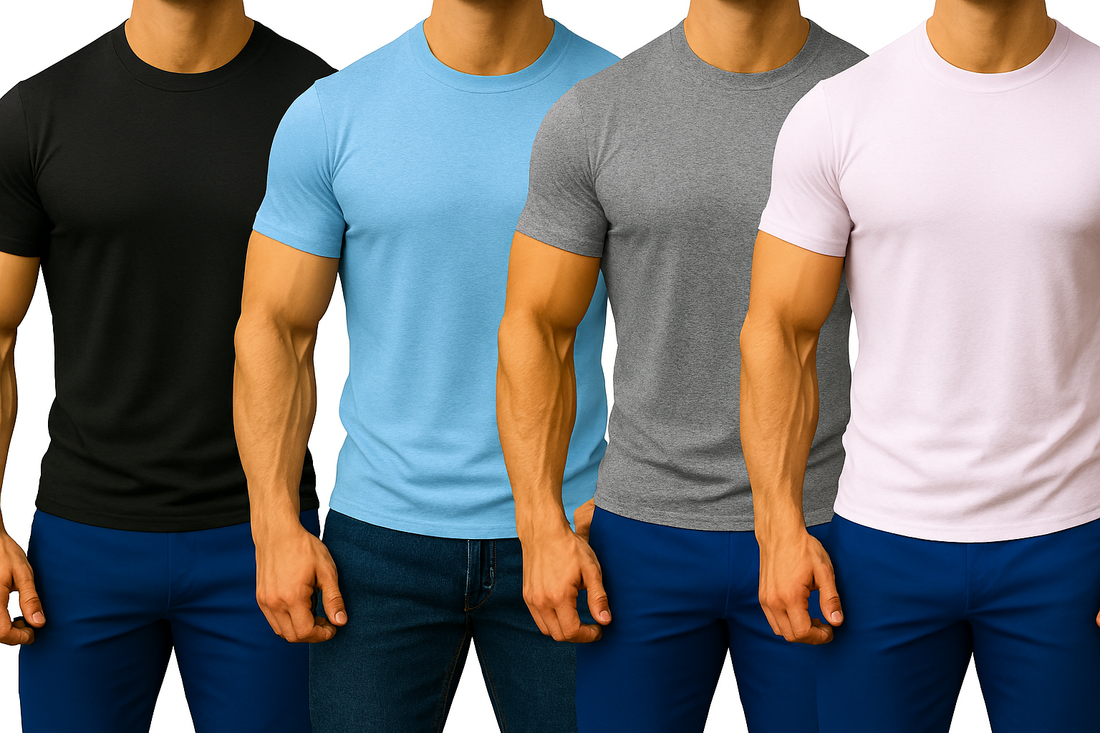 5 Pieces Men's Premium Quality Cotton Short Sleeve T-Shirts. Free Shipping in 2-3 Days.