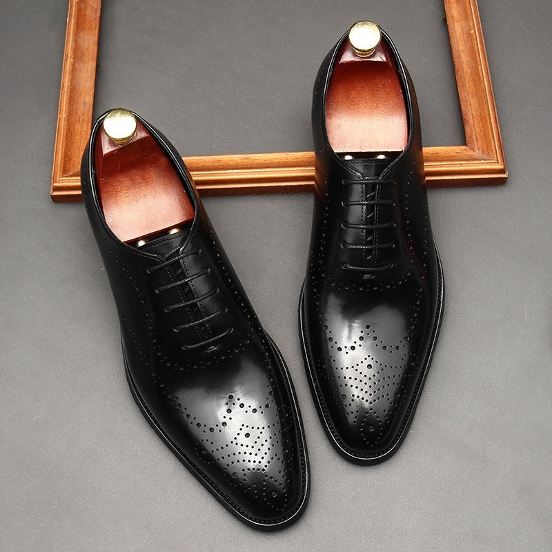 Men's Formal Leather Business Shoes Pointed Toe Lace-Up
