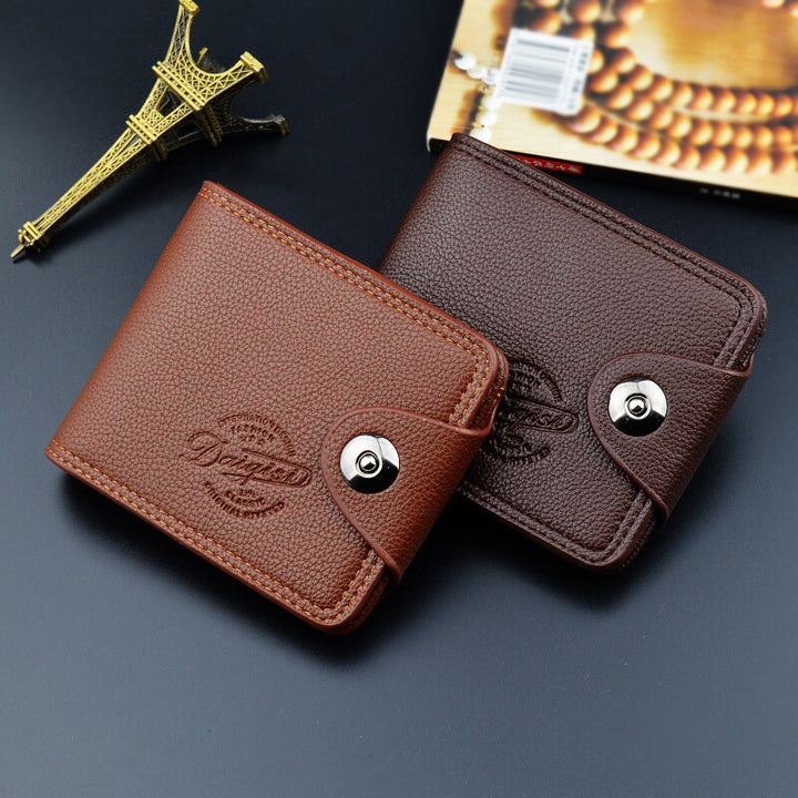 Tri-Fold PU Leather Wallet with Card Slots and Magnetic Buckle