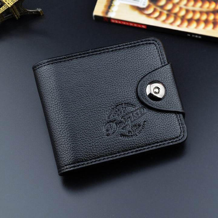 Tri-Fold PU Leather Wallet with Card Slots and Magnetic Buckle