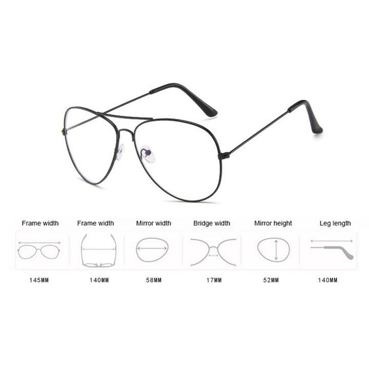 Metal Frame Anti-Blue Light Optical Glasses – Unisex Flat Lens