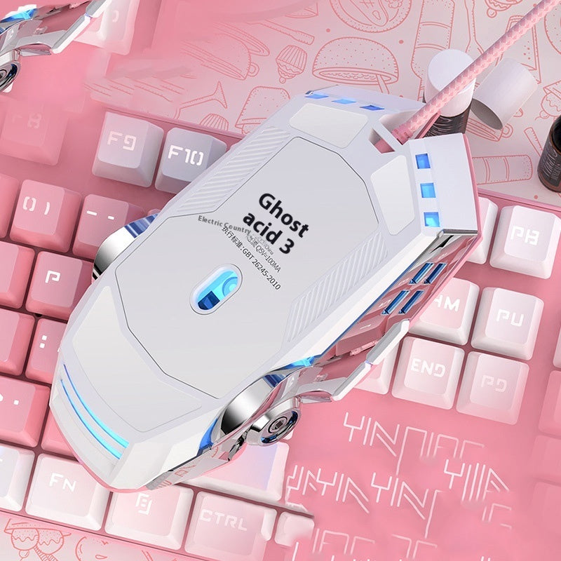 Wired Gaming Mouse with RGB Lights and Silent Macro Buttons