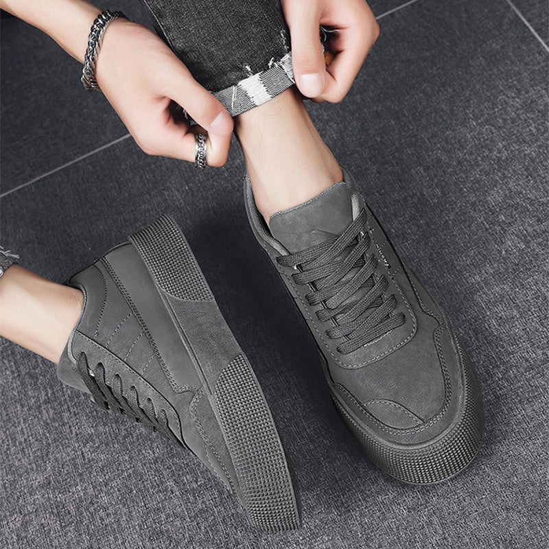 Men's Casual PU Leather Shoes Low Top Lace-Up Lightweight