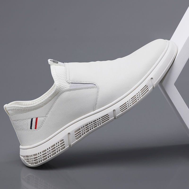 Men’s Casual PU Leather Flats – Breathable Walking Sneakers