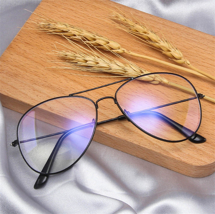 Metal Frame Anti-Blue Light Optical Glasses – Unisex Flat Lens