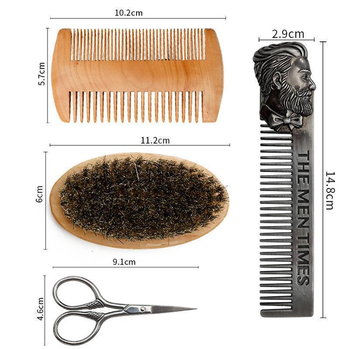 Men’s Beard Grooming Set – Brush, Scissors, Comb & Care Tools