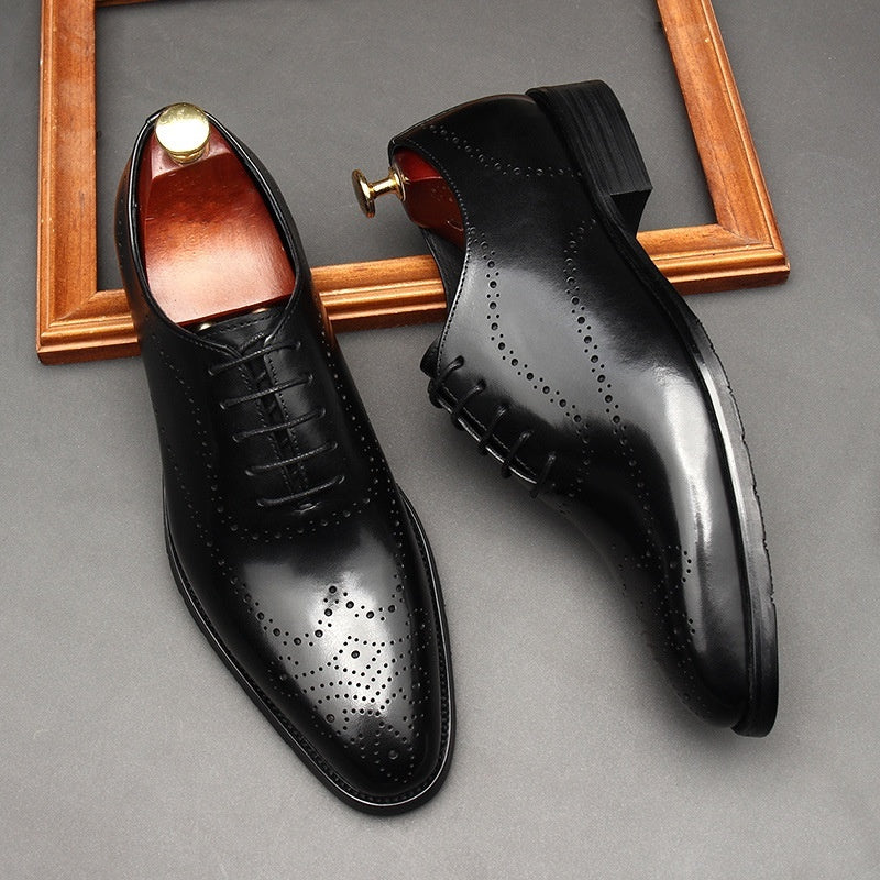 Men's Formal Leather Business Shoes Pointed Toe Lace-Up