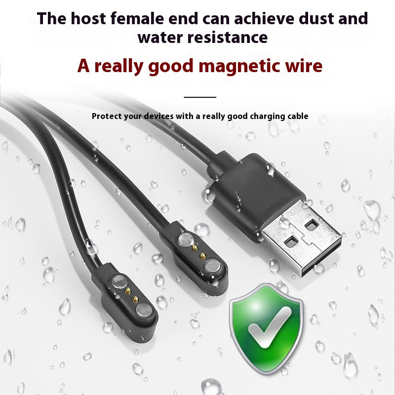 50cm Black 2-Pin Charging Cable for Smart Devices & Bluetooth Glasses