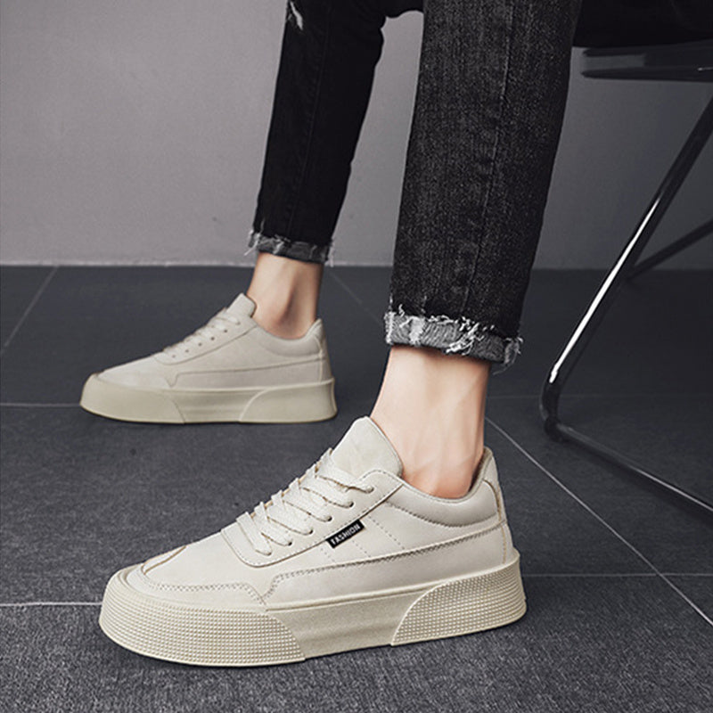 Men's Casual PU Leather Shoes Low Top Lace-Up Lightweight