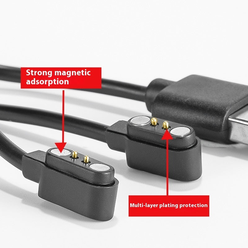50cm Black 2-Pin Charging Cable for Smart Devices & Bluetooth Glasses