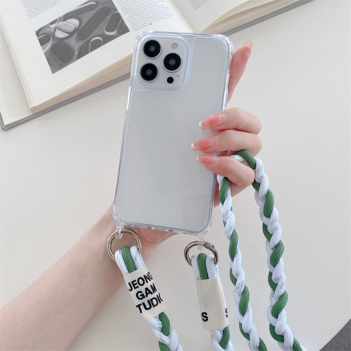 Silicone Phone Case with Woven Crossbody Lanyard – Anti-Drop