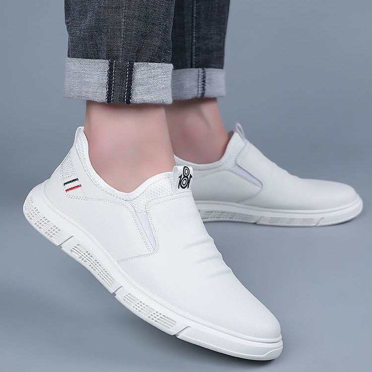 Men’s Casual PU Leather Flats – Breathable Walking Sneakers