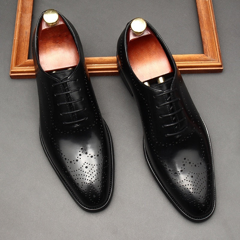 Men's Formal Leather Business Shoes Pointed Toe Lace-Up
