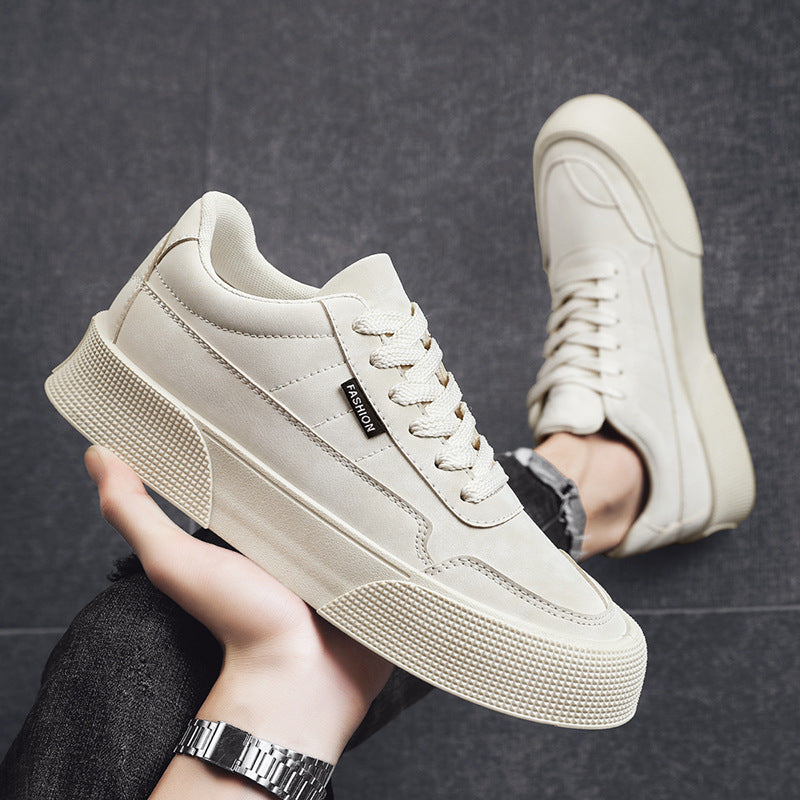 Men's Casual PU Leather Shoes Low Top Lace-Up Lightweight