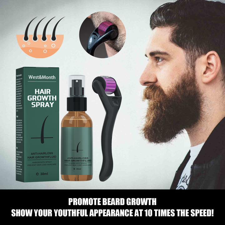 Beard Growth Spray with Roller – Moisturizing Beard Care Set