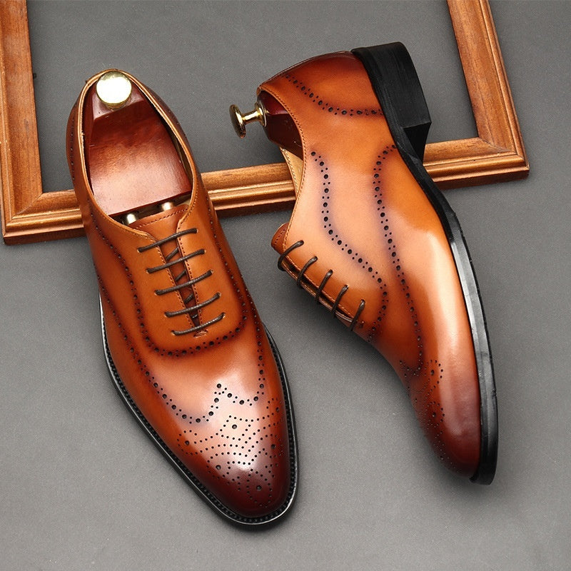 Men's Formal Leather Business Shoes Pointed Toe Lace-Up