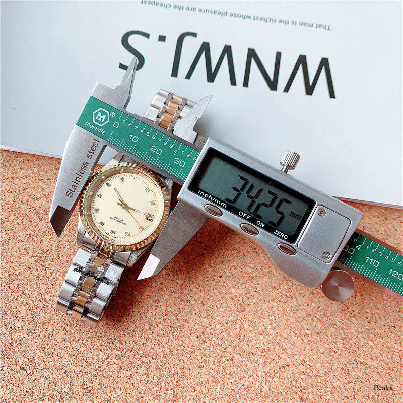 Men's Stainless Steel Mechanical Watch with Calendar Display