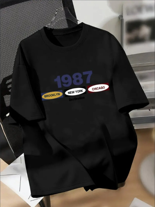 1987 Boys’ Graphic Tee – Casual Summer T-Shirt, Soft & Cool