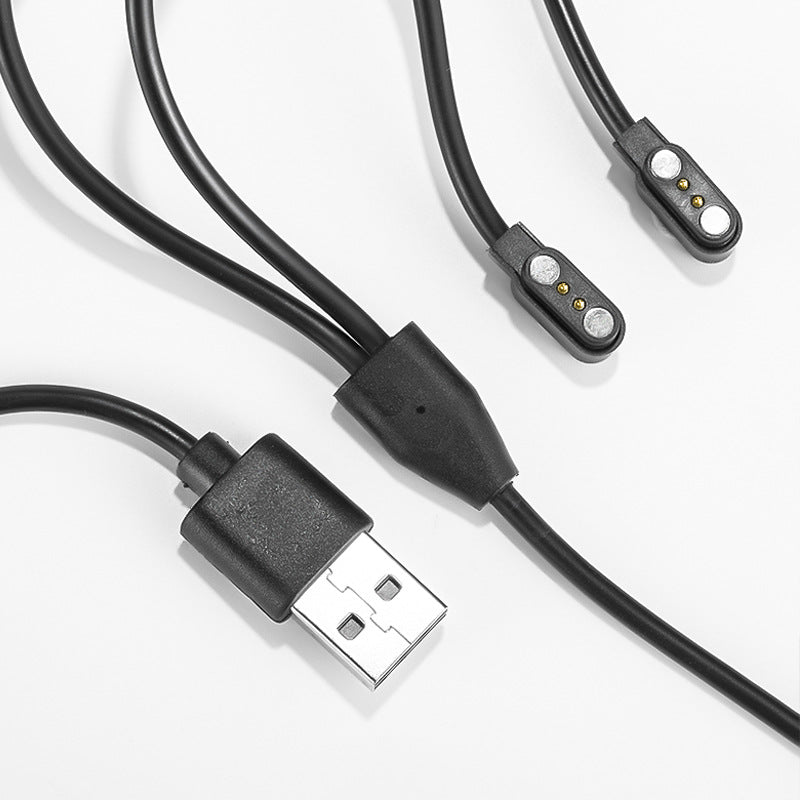 50cm Black 2-Pin Charging Cable for Smart Devices & Bluetooth Glasses
