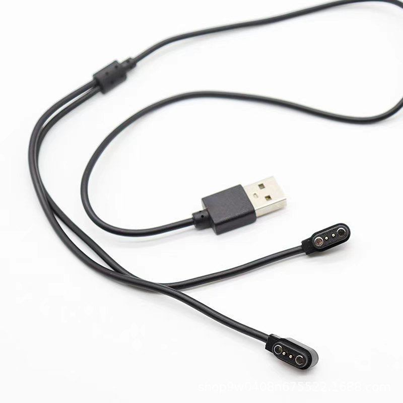 50cm Black 2-Pin Charging Cable for Smart Devices & Bluetooth Glasses