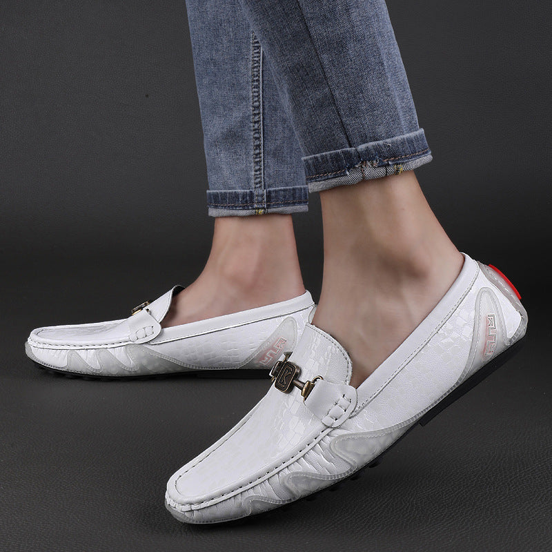 Men's Cowhide Leather Casual Shoes with Breathable Rubber Sole