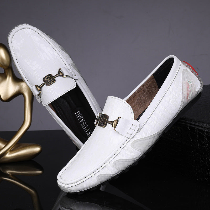 Men's Cowhide Leather Casual Shoes with Breathable Rubber Sole