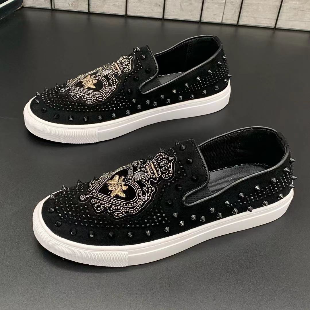 Men's Rivet Design Breathable PU Casual Shoes with Rubber Sole