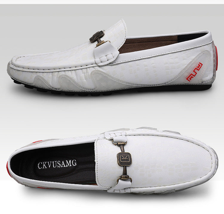 Men's Cowhide Leather Casual Shoes with Breathable Rubber Sole