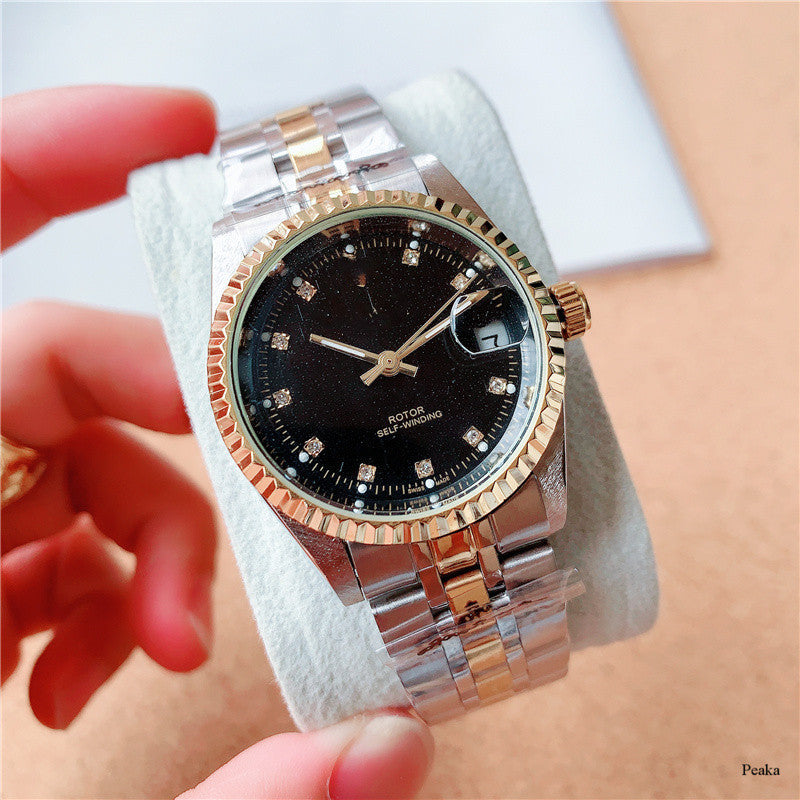 Men's Stainless Steel Mechanical Watch with Calendar Display