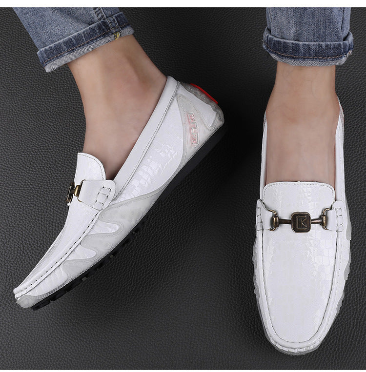 Men's Cowhide Leather Casual Shoes with Breathable Rubber Sole