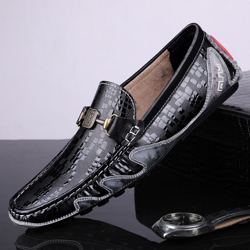 Men's Cowhide Leather Casual Shoes with Breathable Rubber Sole