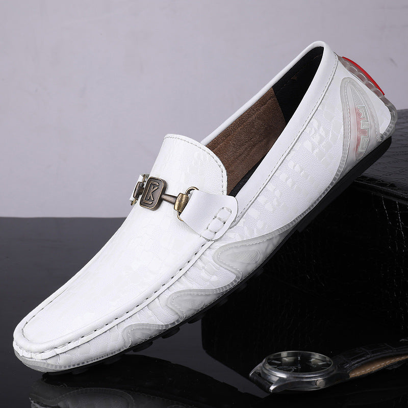 Men's Cowhide Leather Casual Shoes with Breathable Rubber Sole