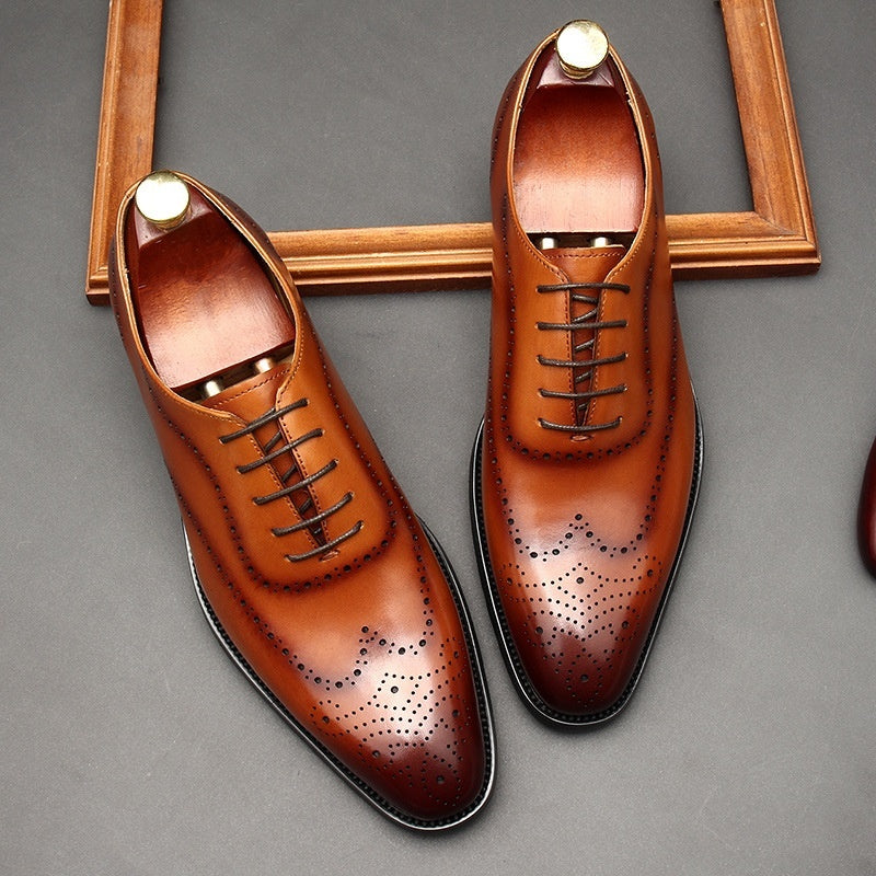 Men's Formal Leather Business Shoes Pointed Toe Lace-Up