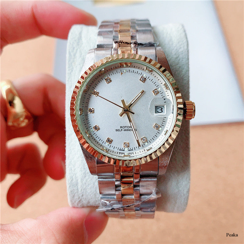 Men's Stainless Steel Mechanical Watch with Calendar Display