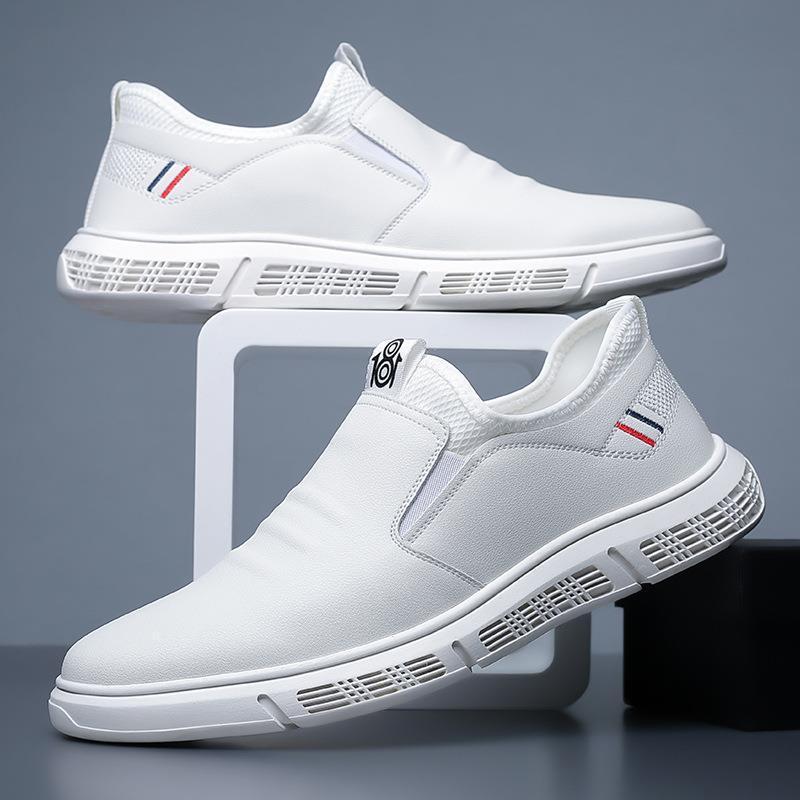 Men’s Casual PU Leather Flats – Breathable Walking Sneakers